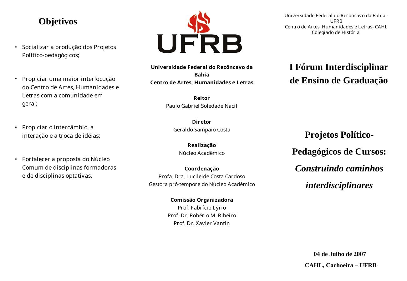 I Fórum Interdisciplinar de Ensino de Graduação